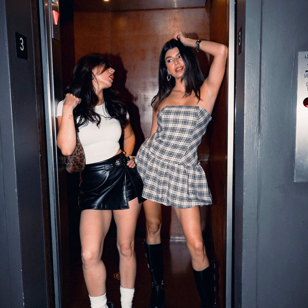 Faux Leather Buckle Mini Skirt