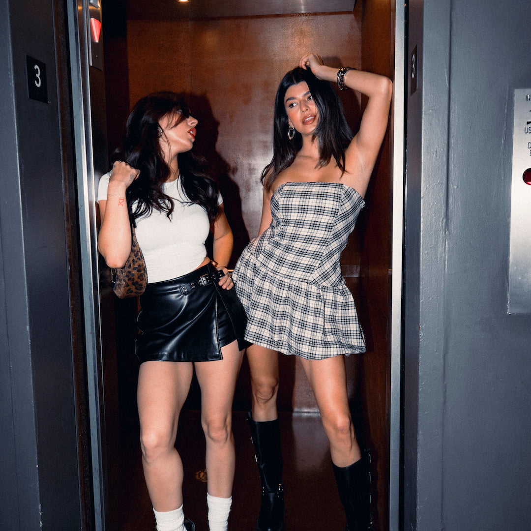 Faux Leather Buckle Mini Skirt