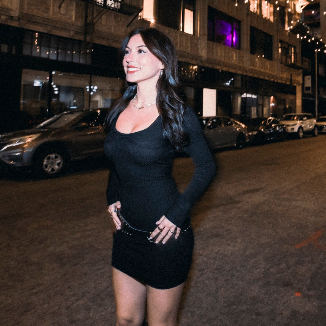 Long Sleeve Bodycon Ribbed Knit Dress