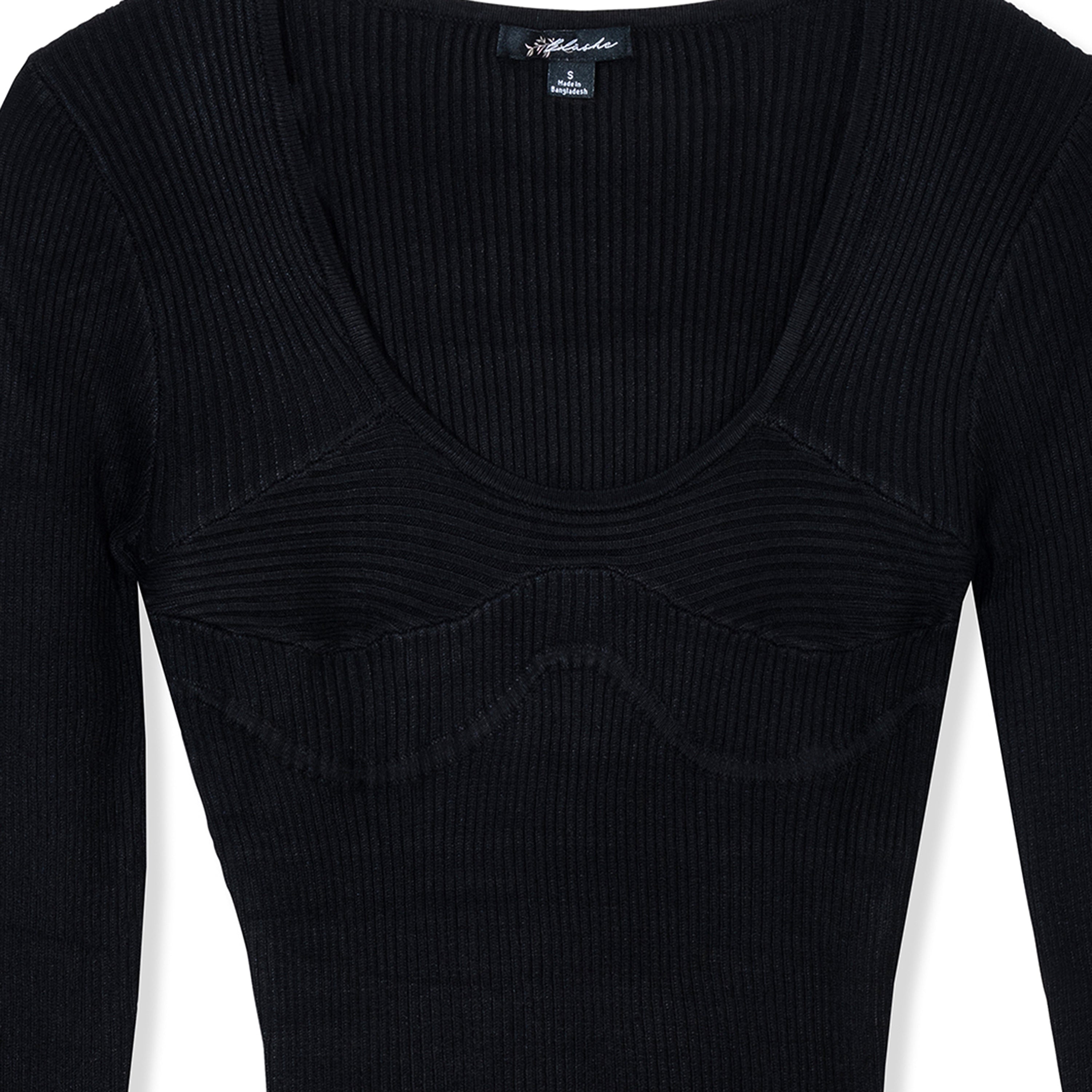 Long Sleeve Bodycon Ribbed Knit Dress