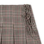 Plaid Pleated Mini Skirt w/ Side Lace-Up