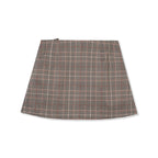 Plaid Pleated Mini Skirt w/ Side Lace-Up