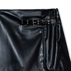 Faux Leather Buckle Mini Skirt