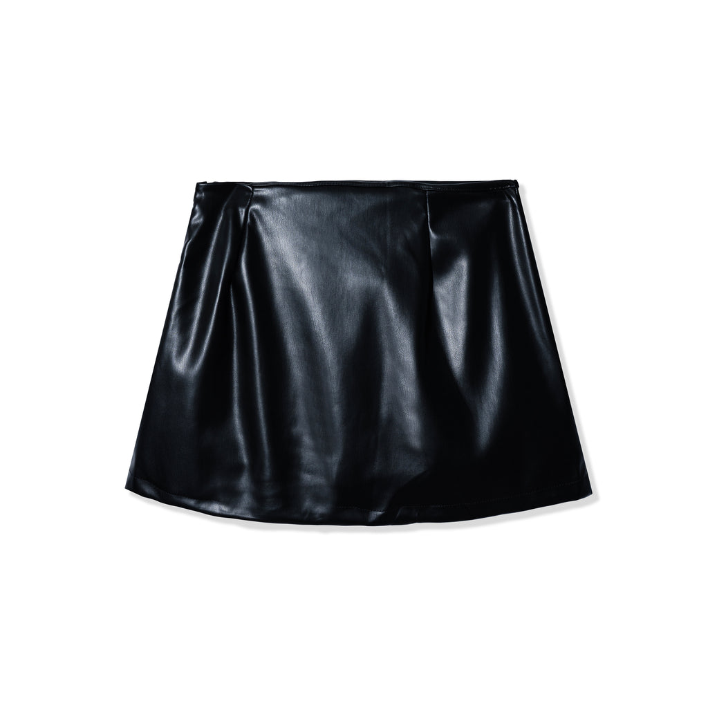 Faux Leather Buckle Mini Skirt
