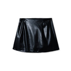 Faux Leather Buckle Mini Skirt