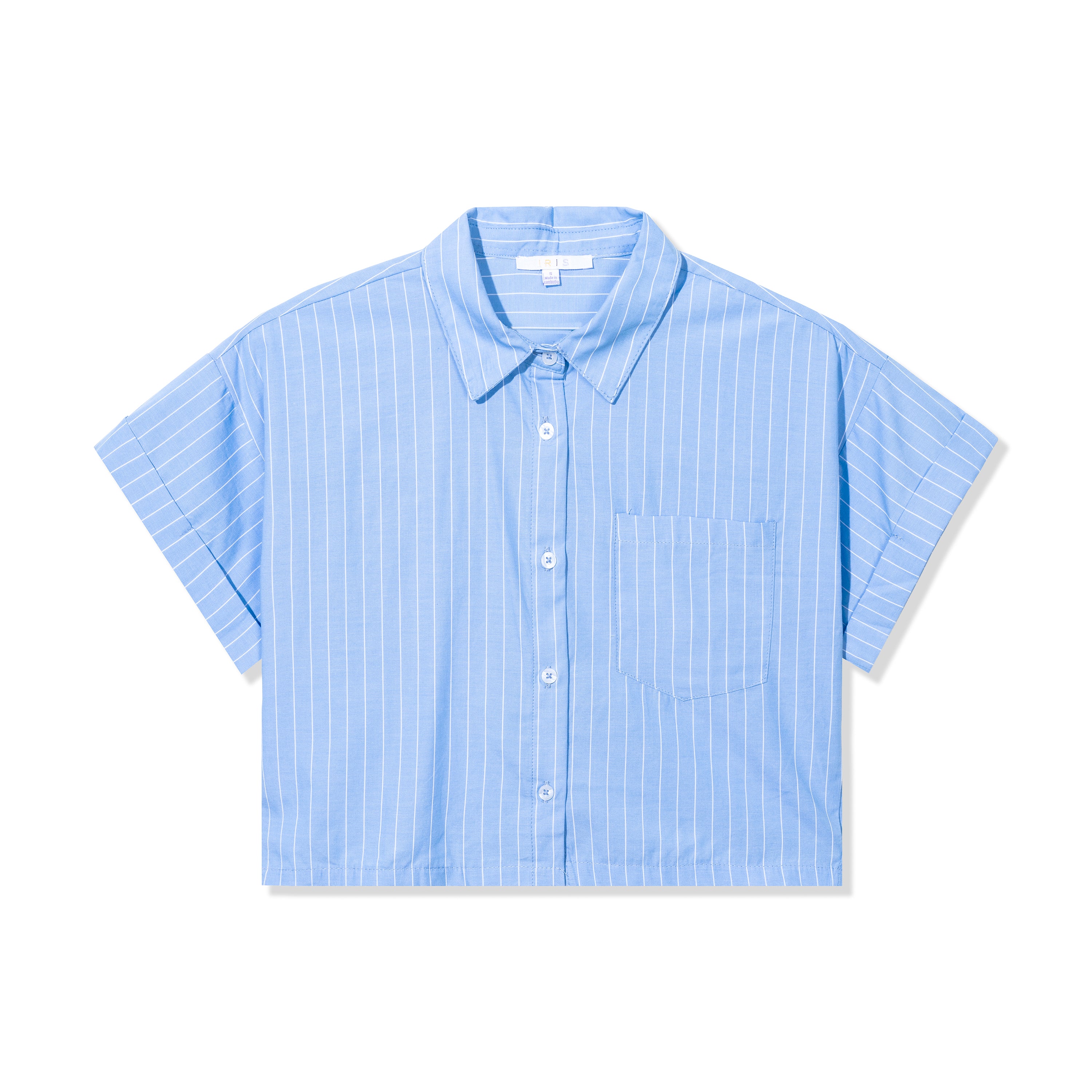 Pinstripe Cropped Boxy Button Down Shirt & Shorts Set