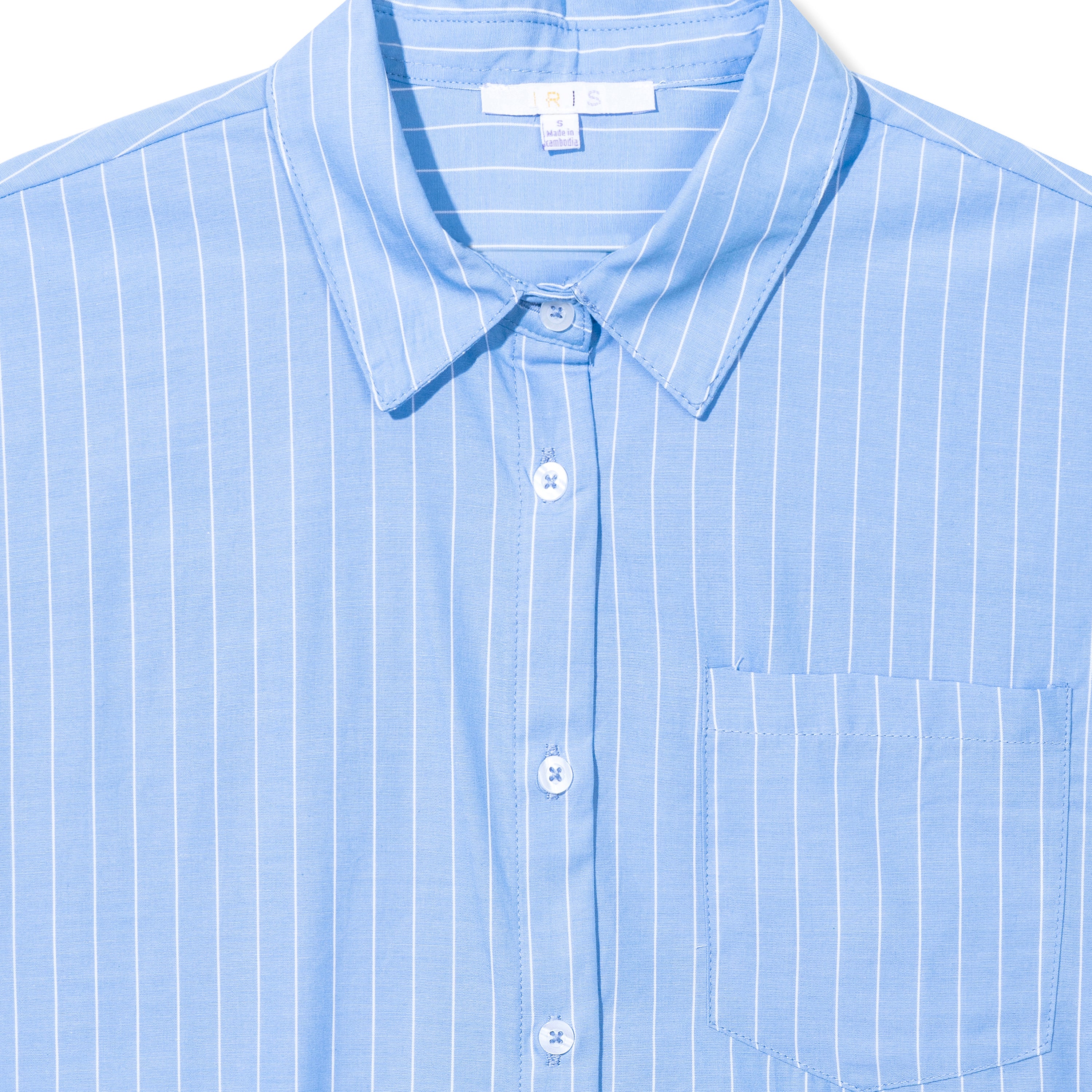 Pinstripe Cropped Boxy Button Down Shirt & Shorts Set