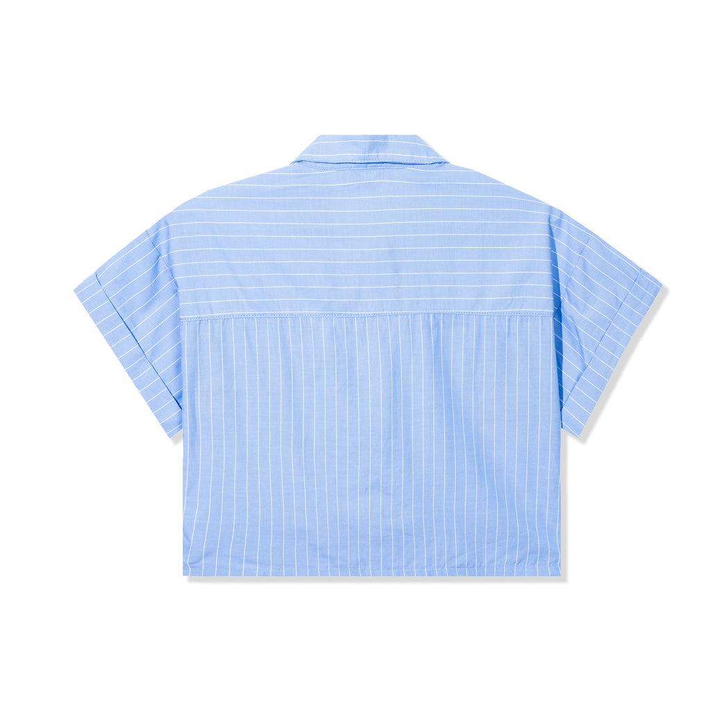Pinstripe Cropped Boxy Button Down Shirt & Shorts Set