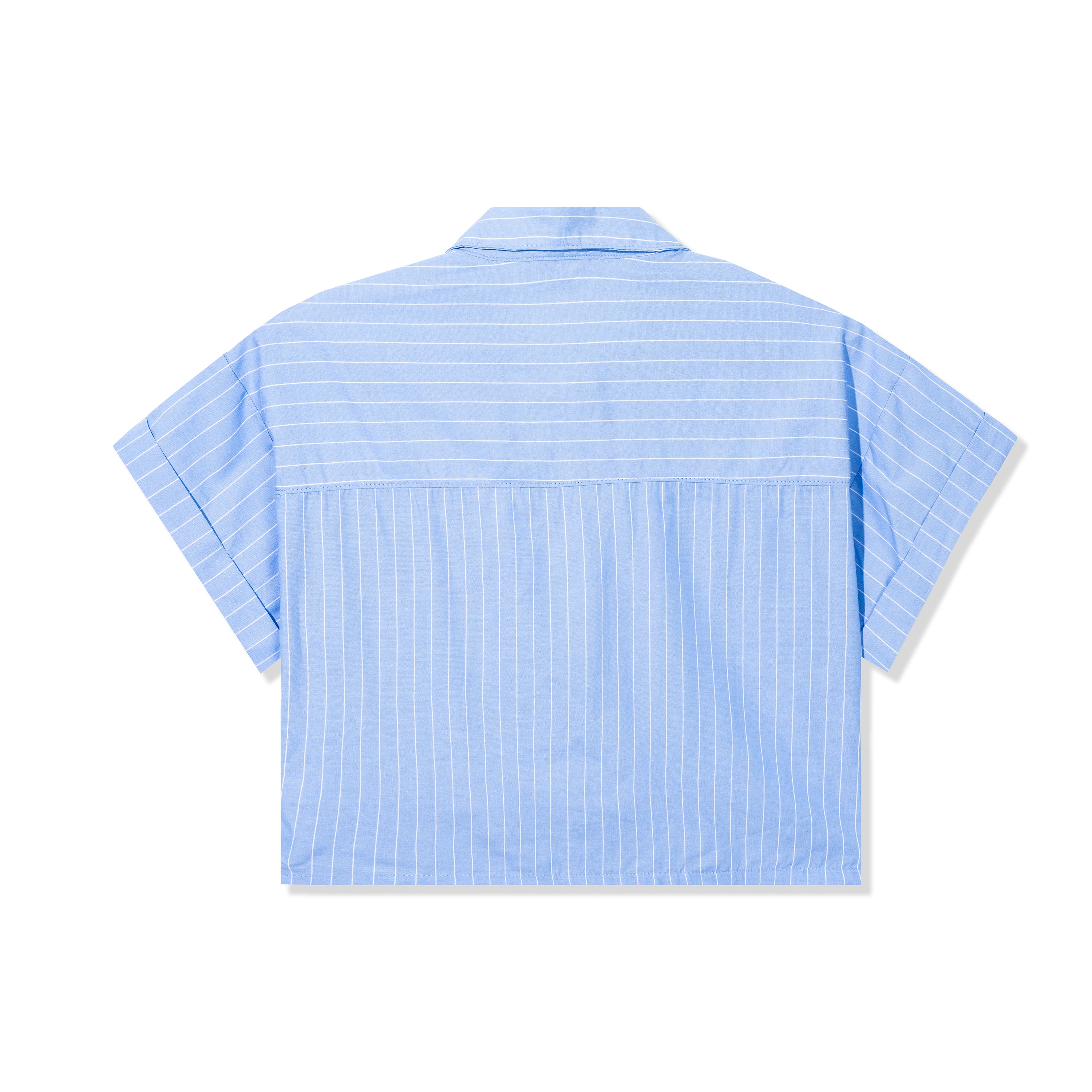 Pinstripe Cropped Boxy Button Down Shirt & Shorts Set
