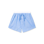 Pinstripe Cropped Boxy Button Down Shirt & Shorts Set