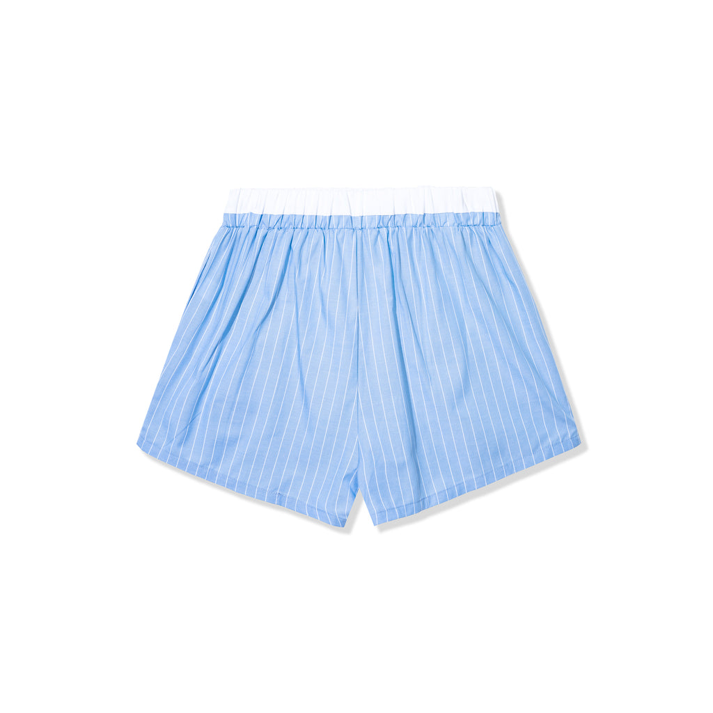 Pinstripe Cropped Boxy Button Down Shirt & Shorts Set