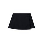 Black Mini Skort with Wrap-Front Silhouette & Bow Detail