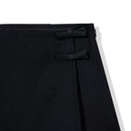 Black Mini Skort with Wrap-Front Silhouette & Bow Detail