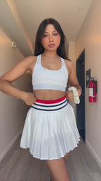 Pleated Athletic Skirt with Built-in Shorts & Stretch Waistband